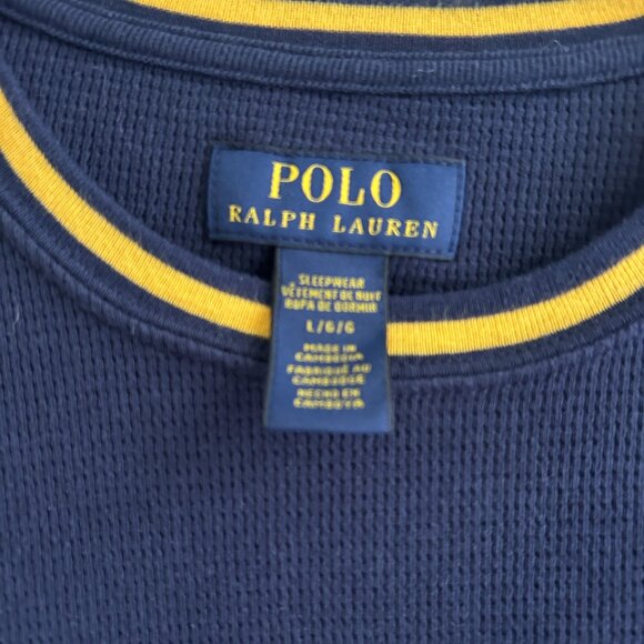 VINTAGE 90s POLO Ralph Lauren Thermal Colorblock Spell Out Long Sleeve Shirt - Picture 5 of 7